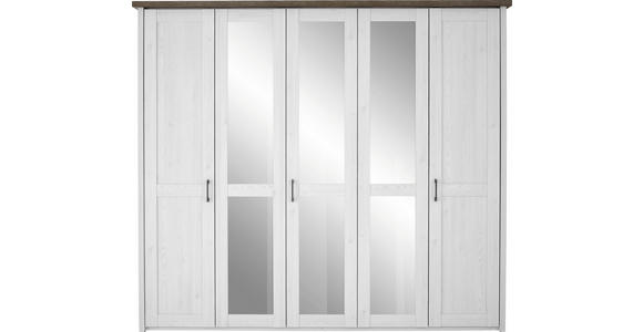 DREHTÜRENSCHRANK 241/212/62 cm 5-türig - Trüffeleichefarben/Weiß, LIFESTYLE, Glas/Holzwerkstoff (241/212/62cm) - Carryhome