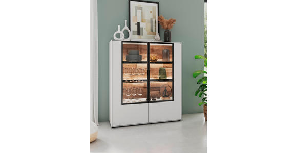 HIGHBOARD Grau 121,9/138,3/37,1 cm - Schwarz/Grau, Design, Glas/Holzwerkstoff (121,9/138,3/37,1cm) - Dieter Knoll