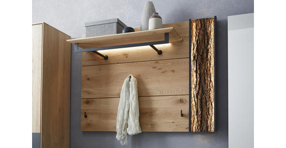 GARDEROBENPANEEL 118/87/35 cm - Eichefarben/Anthrazit, Natur, Holz/Metall (118/87/35cm) - Valnatura