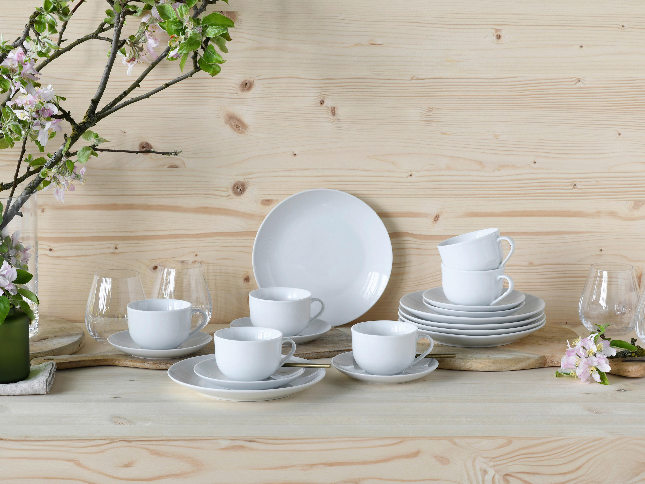 KAFFEESERVICE Weiß 18-teilig Luna  - Weiß, Basics, Keramik - Creatable