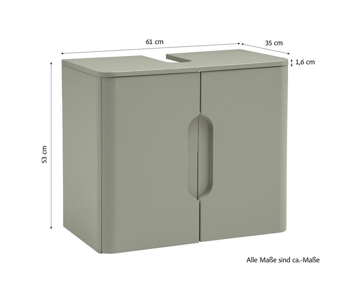 WASCHBECKENUNTERSCHRANK 61/53/35 cm  - Schilfgrün, KONVENTIONELL, Holzwerkstoff (61/53/35cm) - Xora