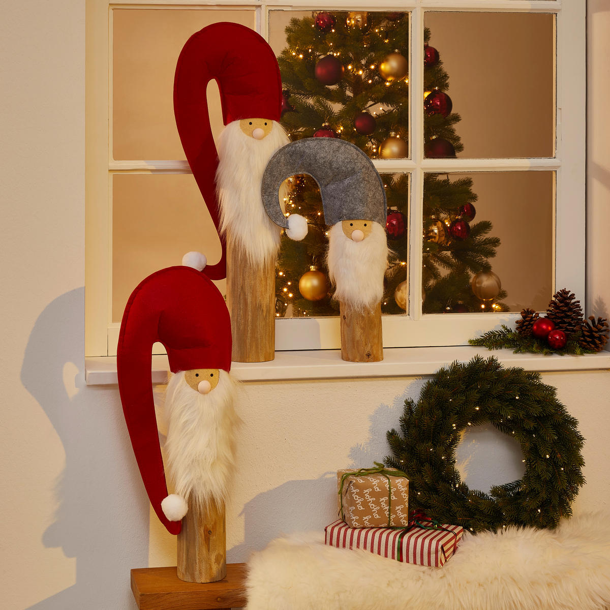 WICHTEL  - Grau, LIFESTYLE, Holz/Textil (24/60/11cm) - X-Mas