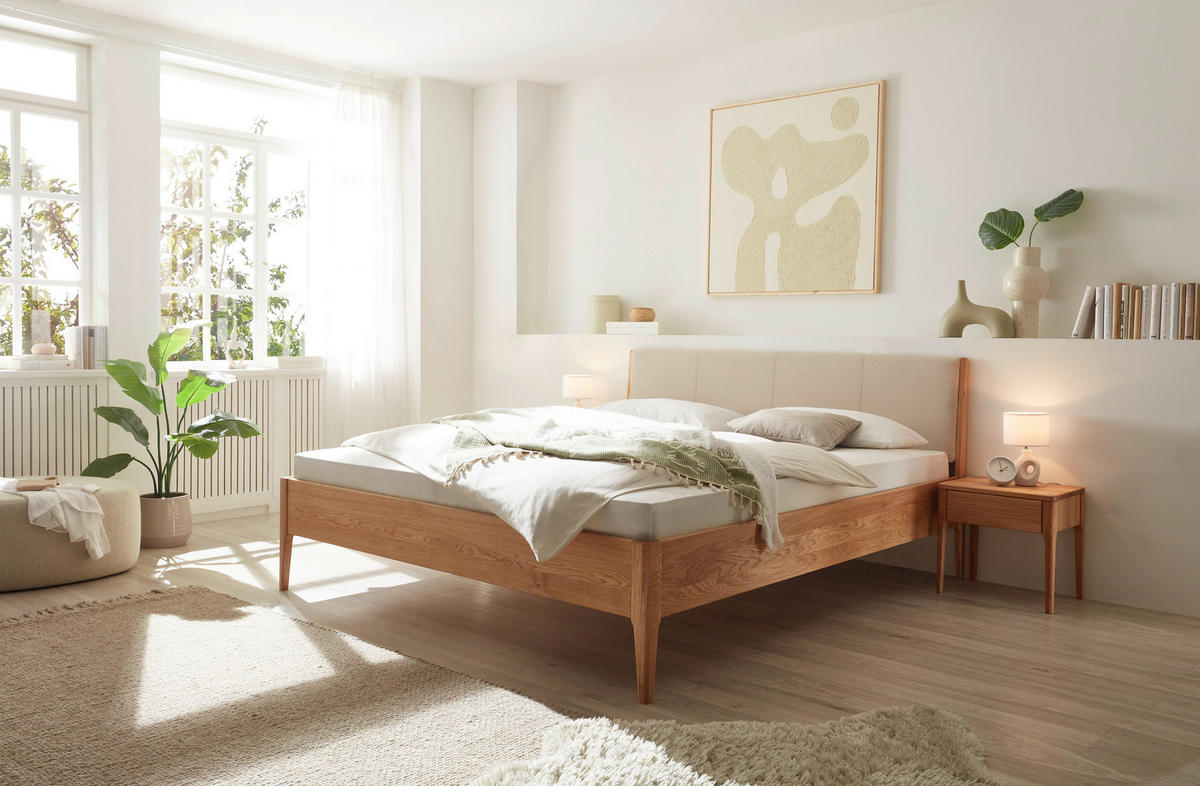 BETT 140/200 cm  in Wildeiche, Beige  - Wildeiche/Beige, KONVENTIONELL, Holz (140/200cm) - Linea Natura