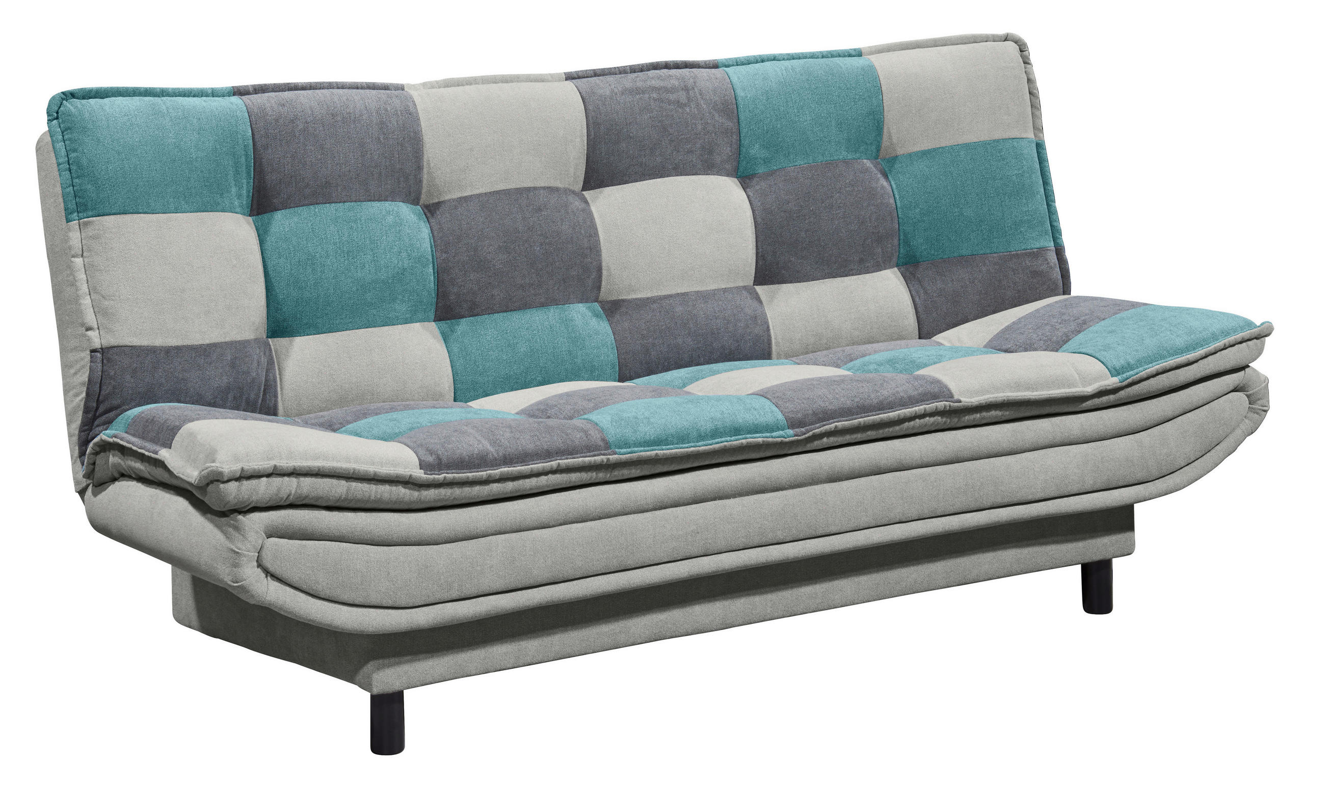 SCHLAFSOFA in Mikrovelours Türkis, Schlammfarben, Dunkelgrau  - Türkis/Schlammfarben, Basics, Kunststoff/Textil (188/90/89cm) - MID.YOU