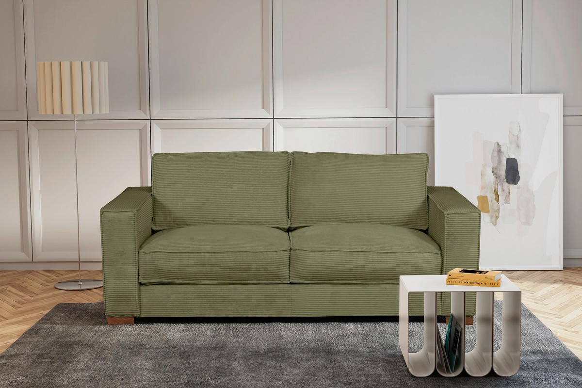 SCHLAFSOFA in Textil Grün  - Dunkelbraun/Grün, Design, Holz/Textil (203/85/99cm) - MID.YOU