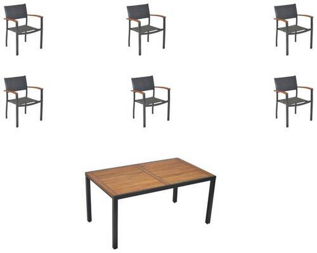 ZAHRADNÍ SADA 7dílné, dřevo, kov, textil - šedá/barvy grafitu, Moderní, kov/dřevo - Gardenson