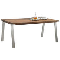 ESSTISCH in Holz, Metall 200/100/77 cm  - Edelstahlfarben/Nussbaumfarben, Design, Holz/Metall (200/100/77cm) - Bert Plantagie