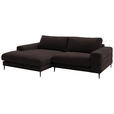 ECKSOFA  in Flachgewebe Mokka  177/253 cm  - Schwarz/Mokka, Design, Textil/Metall (177/253cm) - Dieter Knoll