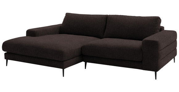 ECKSOFA  in Flachgewebe Mokka  177/253 cm  - Schwarz/Mokka, Design, Textil/Metall (177/253cm) - Dieter Knoll