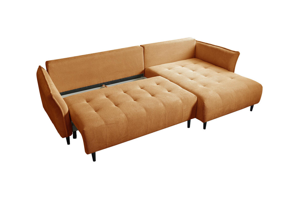 ECKSOFA MONTE CARLO Senfgelb Struktur, Plüsch  - Senfgelb/Schwarz, Trend, Textil (290/160cm) - MID.YOU