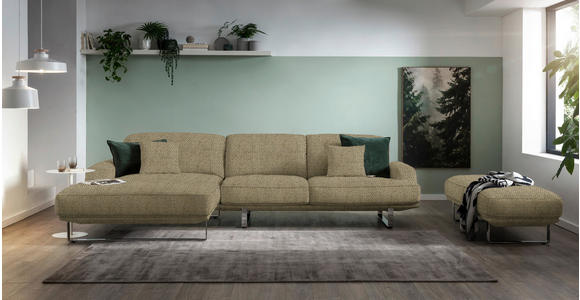 ECKSOFA in Webstoff Braun  - Braun, Design, Textil/Metall (184/304cm) - Dieter Knoll