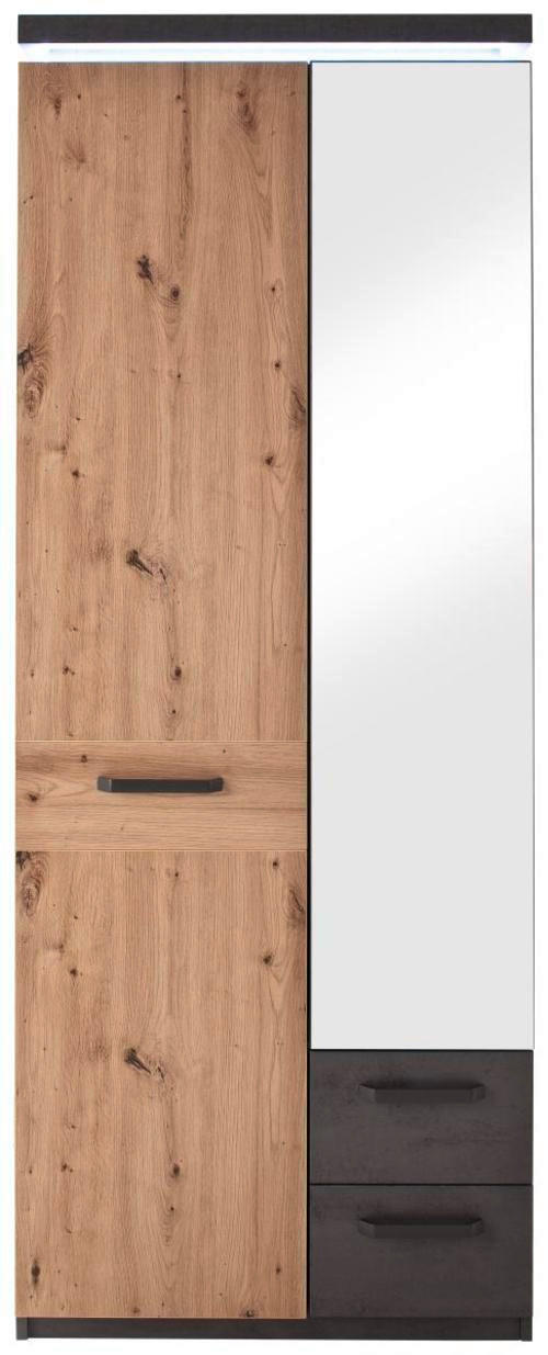 GARDEROBENSCHRANK 75/201/38 cm  - Eichefarben/Anthrazit, Design, Glas/Holz (75/201/38cm) - Voleo
