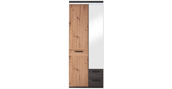 GARDEROBENSCHRANK 75/201/38 cm  - Eichefarben/Anthrazit, Design, Glas/Holz (75/201/38cm) - Voleo