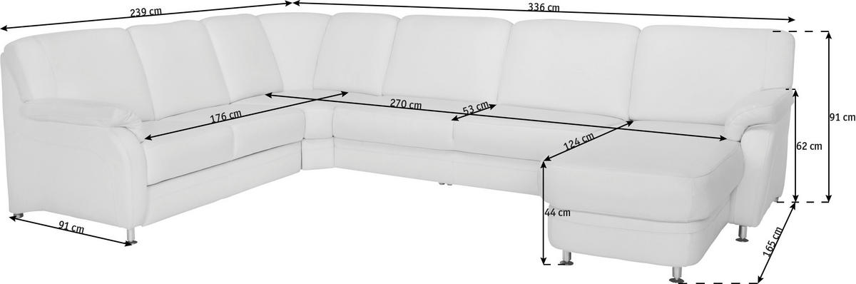 WOHNLANDSCHAFT in Echtleder Anthrazit  - Anthrazit/Alufarben, Konventionell, Leder/Metall (239/329/165cm) - Beldomo Premium