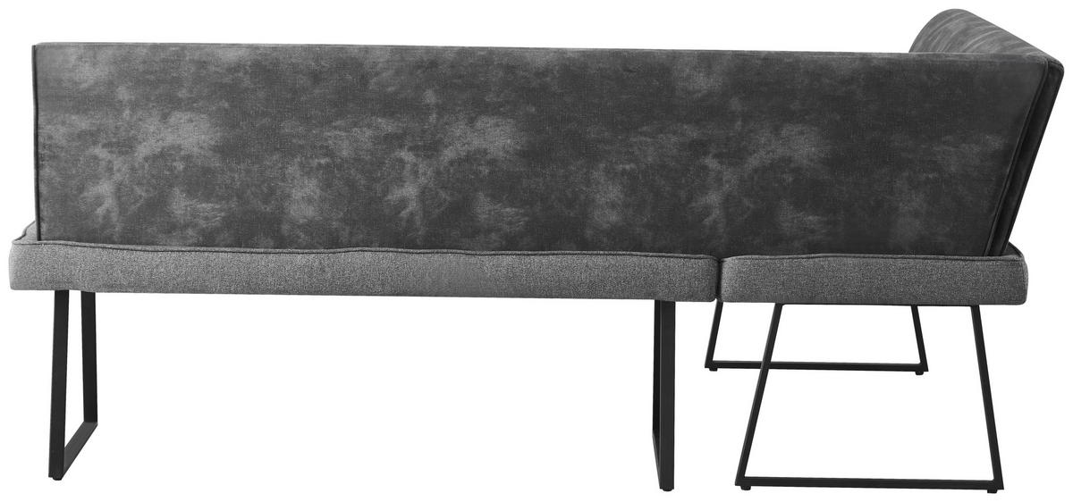 ECKBANK Mikrofaser, Leinenoptik Dunkelgrau Pappel Sperrholz   - Dunkelgrau/Schwarz, KONVENTIONELL, Holz/Textil (155/205/89/62cm) - MID.YOU