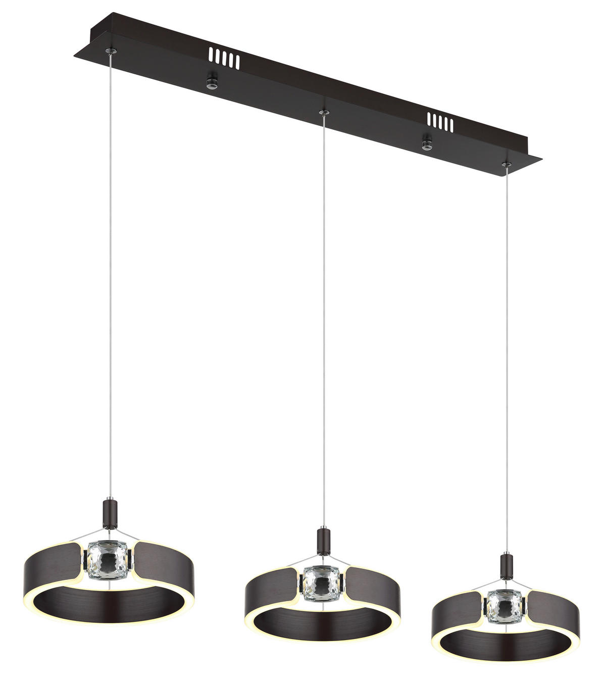 ZÁVĚSNÉ LED SVÍTIDLO, 86/22/125 cm - bronzová/čiré, Design, kov/plast (86/22/125cm) - Globo