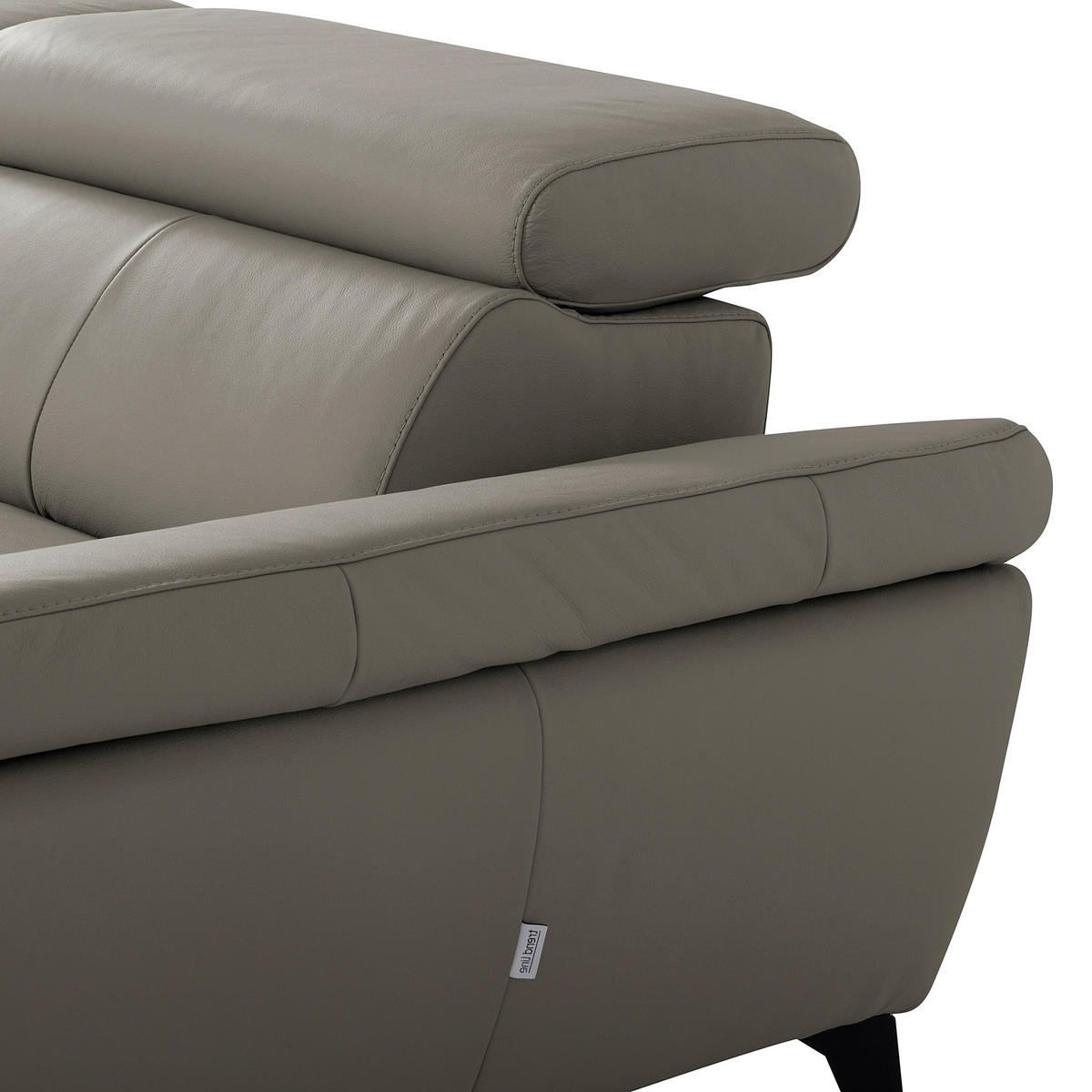 ECKSOFA SONO in Lederlook Echtleder Schlammfarben Armteilverstellung, Kopfteilverstellung  252/179 cm  - Schlammfarben/Schwarz, Design, Leder/Textil (252/179cm) - Livetastic