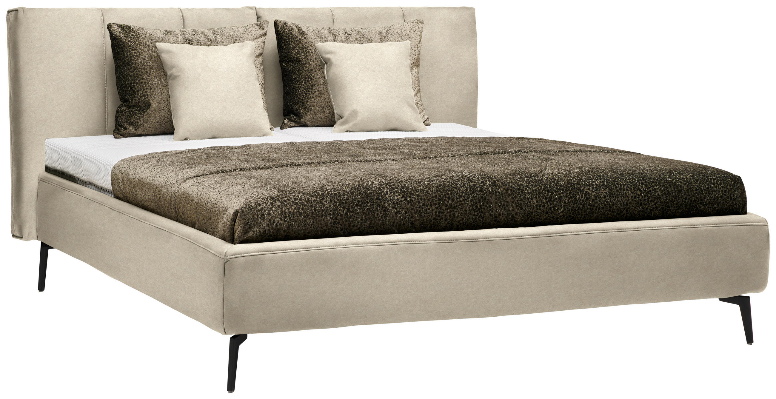 POLSTERBETT Matratze, Lattenrost Beige 180/200 cm  - Beige/Schwarz, Design, Holz/Textil (180/200cm) - Johann Jakob