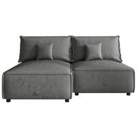 ECKSOFA Grau Webstoff Zierkissen, Rückenkissen, Rücken echt  - Schwarz/Grau, MODERN, Kunststoff/Textil (153/200cm) - Xora