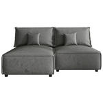 ECKSOFA Grau Webstoff Zierkissen, Rückenkissen, Rücken echt  - Schwarz/Grau, MODERN, Kunststoff/Textil (153/200cm) - Xora