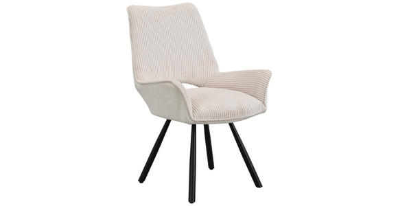 STUHL  Stoffauswahl Webstoff  - Schwarz/Naturfarben, Design, Textil/Metall (58/91/64cm) - Carryhome