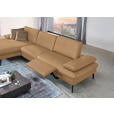 ECKSOFA in Echtleder Honig  - Schwarz/Honig, Design, Leder/Metall (157/325cm) - Dieter Knoll