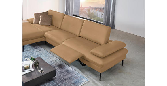 ECKSOFA in Echtleder Honig 157/325 cm - Schwarz/Honig, Design, Leder/Metall (157/325cm) - Dieter Knoll