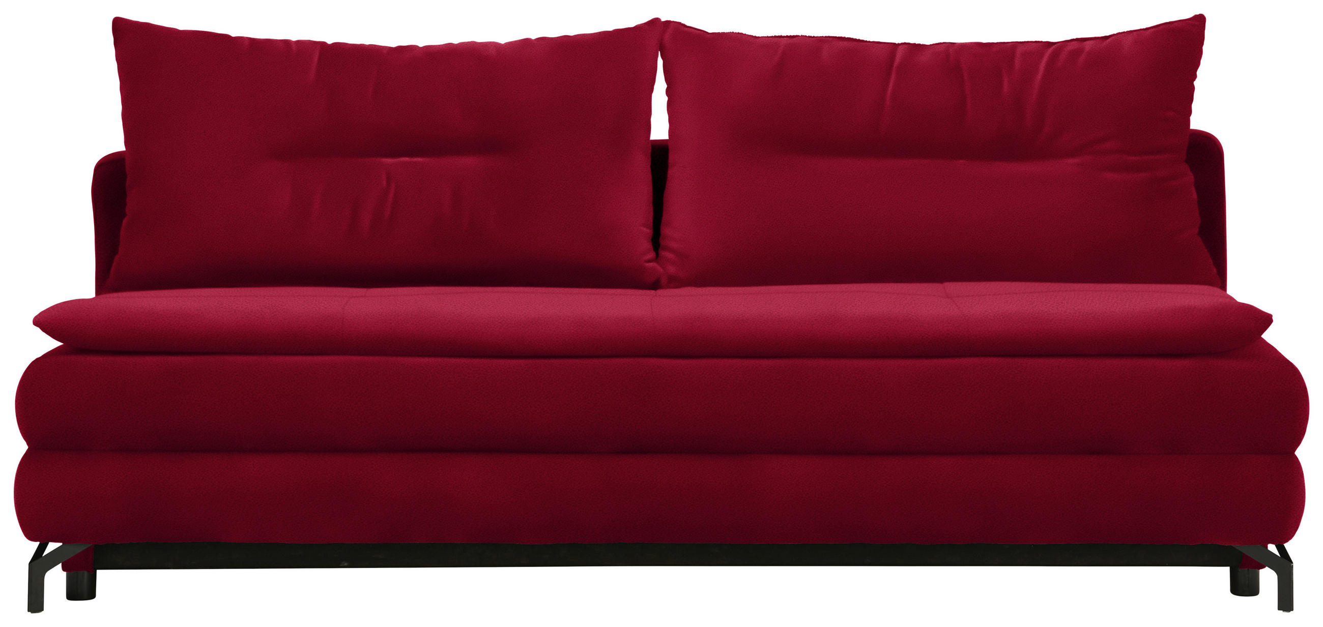 SCHLAFSOFA  in Flachgewebe Rot  - Rot/Schwarz, MODERN, Textil/Metall (208/73/92/102cm) - Novel