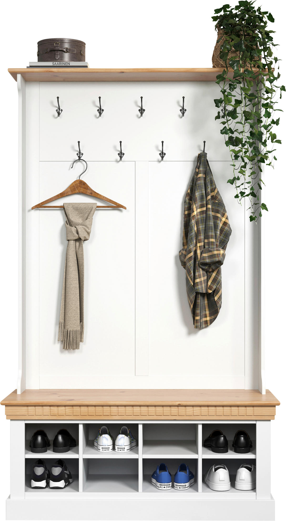 GARDEROBE  in 118/196/43 cm  - Naturfarben/Weiß, ROMANTIK / LANDHAUS, Holz (118/196/43cm) - MID.YOU
