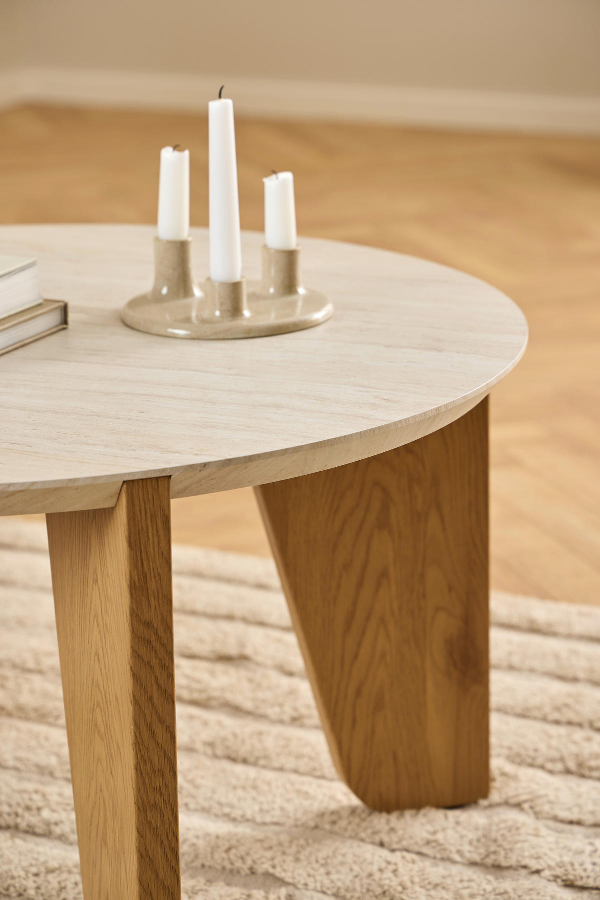COUCHTISCH rund Beige, Wildeiche  - Wildeiche/Beige, Design, Holzwerkstoff (80/45/80cm) - MID.YOU