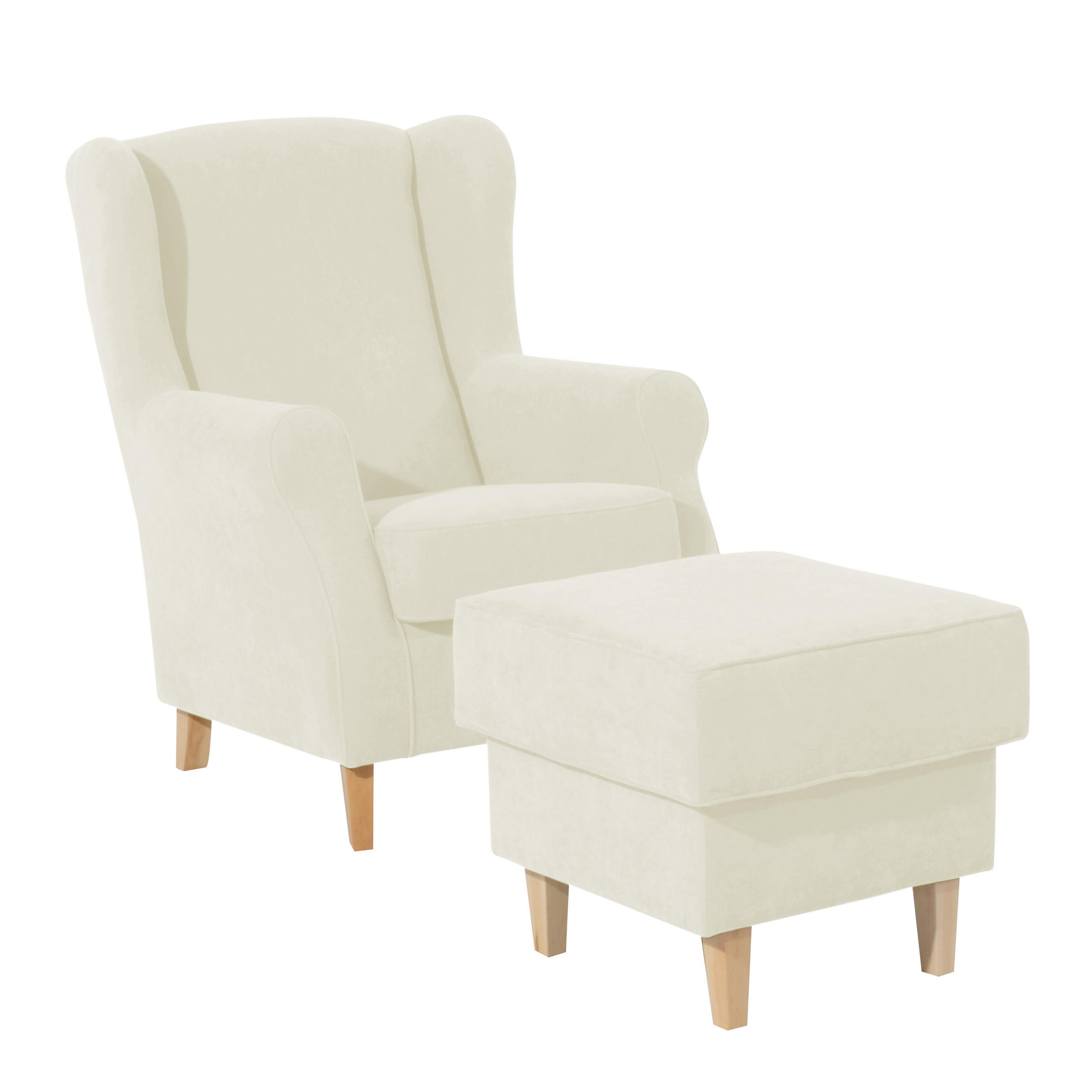 HOCKER in Textil Creme  - Buchefarben/Creme, Design, Holz/Textil (53/45/53cm) - Max Winzer