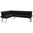 ECKBANK 163/203 cm  in Schwarz, Eichefarben  - Eichefarben/Schwarz, Design, Holz/Textil (163/203cm) - Voleo
