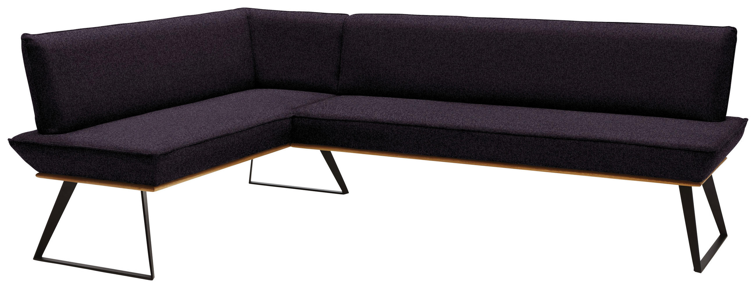 Thumbnail - Voleo Eckbank, Schwarz, Eiche, Holz, Metall, Textil, Eiche, massiv, 4-5-Sitzer, L-Form, 203x163 cm, Stoffauswahl, in den...