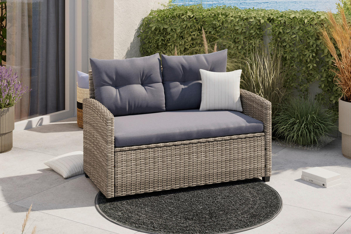 GARTENBANK Grau, Dunkelgrau  - Dunkelgrau/Schwarz, Modern, Kunststoff/Textil (120/76/67cm) - Ambia Garden