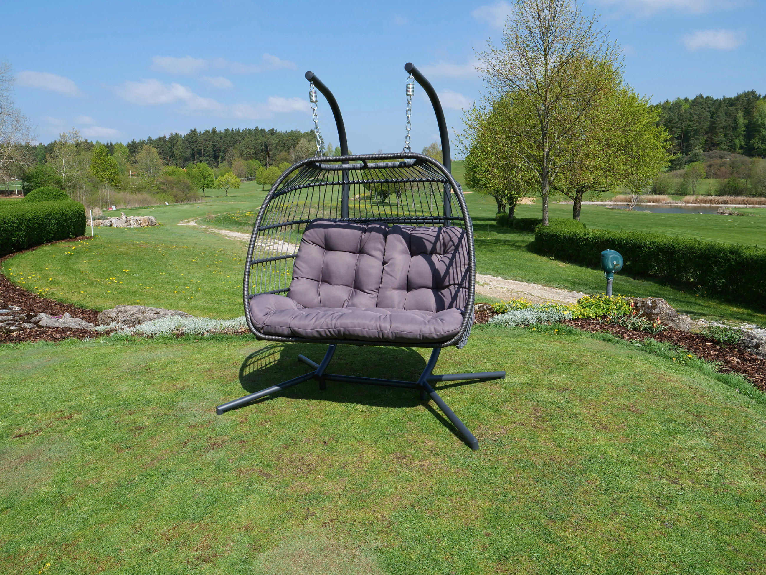 HÄNGESESSEL 152/198/117 cm Stahl  - Anthrazit/Grau, MODERN, Kunststoff/Textil (152/198/117cm)