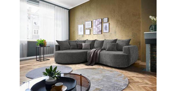 ECKSOFA in Chenille Grau  - Schwarz/Grau, Design, Kunststoff/Textil (194/307cm) - Carryhome