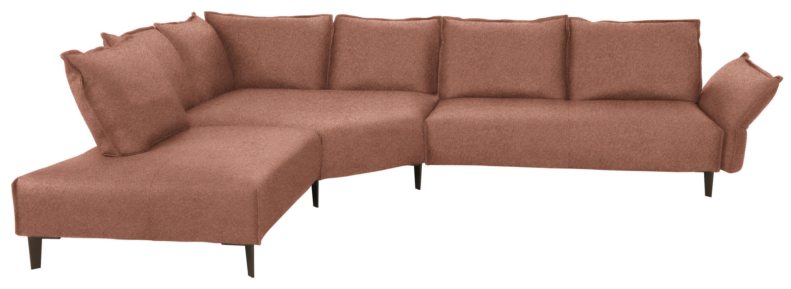 ECKSOFA in Webstoff Terracotta  272/340 cm  - Terracotta/Schwarz, MODERN, Textil/Metall (272/340cm) - W.Schillig