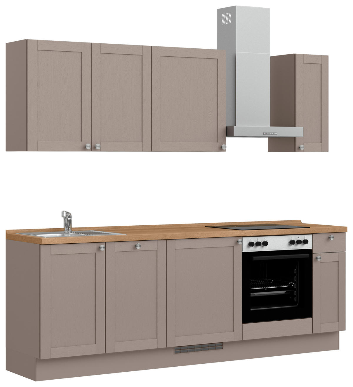 KÜCHENBLOCK Frame 240 cm  in Eichefarben, Beigebraun  - Edelstahlfarben/Eichefarben, MODERN, Holzwerkstoff/Metall (240cm) - Nobilia