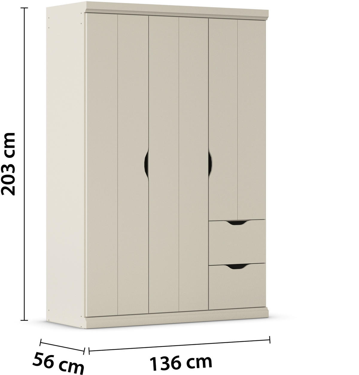 KLEIDERSCHRANK in Champagner  - Champagner, Basics, Holzwerkstoff (136/203/56cm) - Boxxx