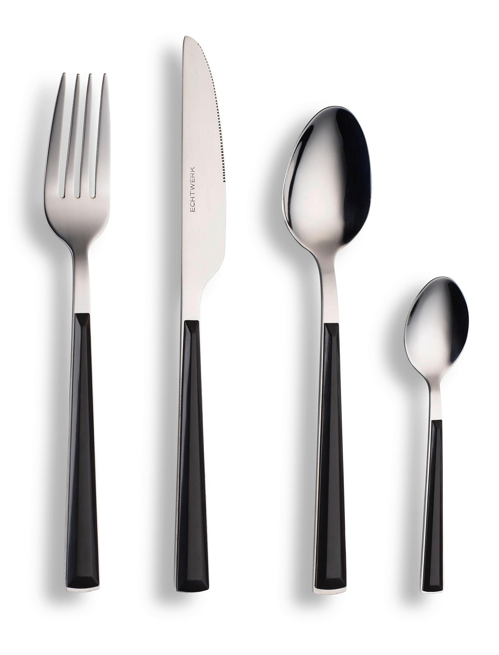 BESTECKSET  16-teilig  - Silberfarben/Schwarz, Basics, Kunststoff/Metall - Echtwerk