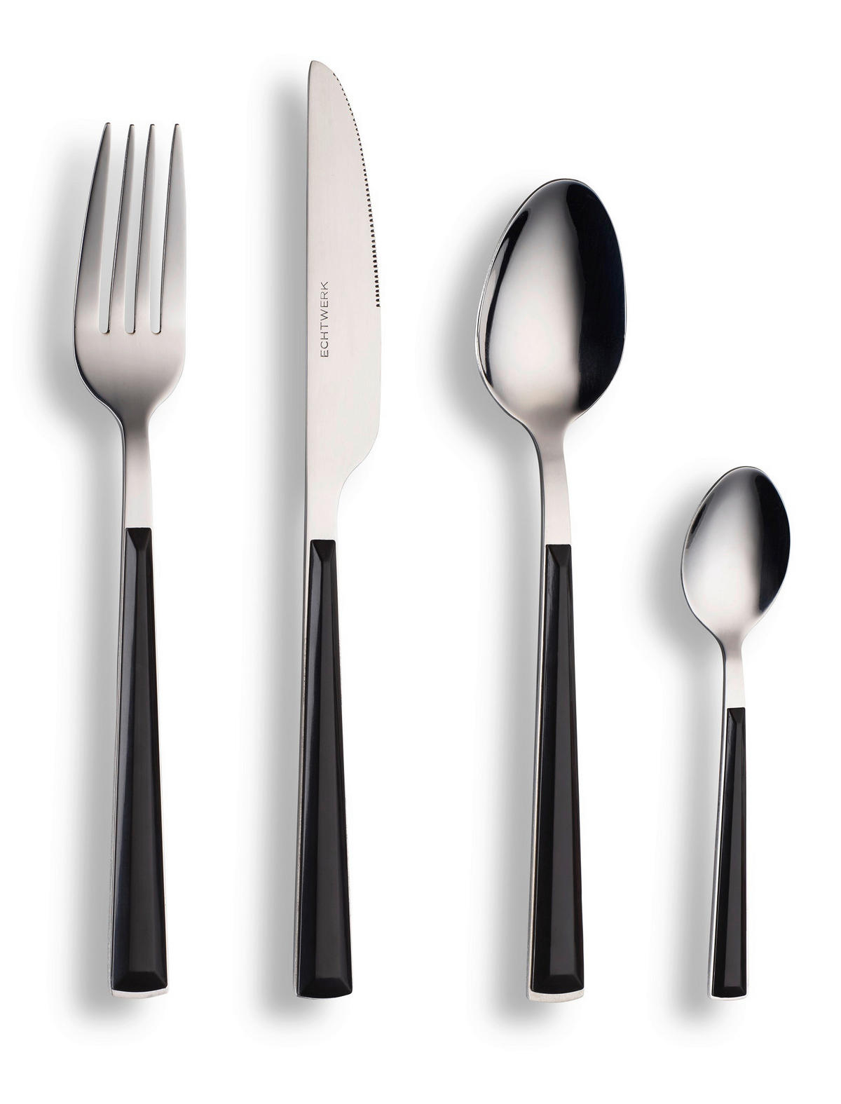 BESTECKSET 16-teilig Edelstahl  - Silberfarben/Schwarz, Basics, Kunststoff/Metall - Echtwerk