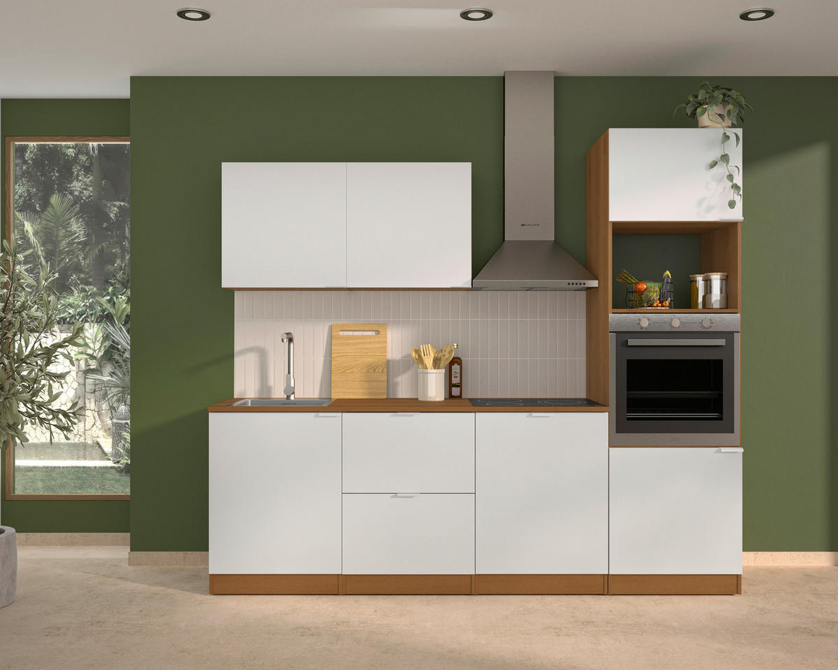 KÜCHENLEERBLOCK 240 cm   in Weiß, Eichefarben  - Eichefarben/Weiß, Basics, Holzwerkstoff/Metall (240cm) - MID.YOU