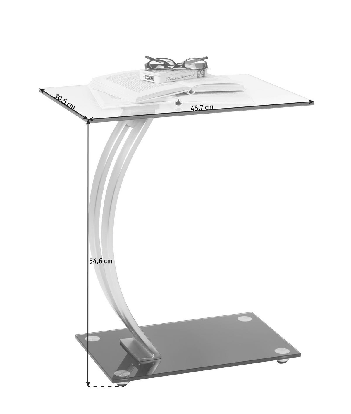BEISTELLTISCH 30,5/45,7/54,6 cm Klar, Schwarz, Silberfarben rechteckig  - Klar/Silberfarben, Design, Glas/Metall (30,5/45,7/54,6cm) - Xora