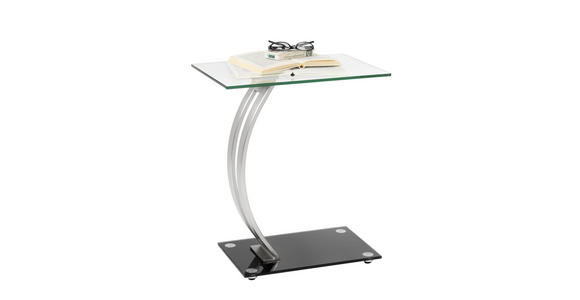 BEISTELLTISCH 30,5/45,7/54,6 cm Klar, Schwarz, Silberfarben rechteckig - Klar/Silberfarben, Design, Glas/Metall (30,5/45,7/54,6cm) - Xora