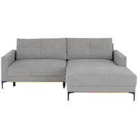 ECKSOFA Hellgrau  - Hellgrau/Schwarz, Modern, Textil/Metall (238/162cm) - Ondega