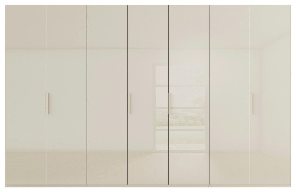 DREHTÜRENSCHRANK 350/235/61 cm,  in Champagner, 7-türig  - Champagner, Basics, Glas/Holzwerkstoff (350/235/61cm) - Novel