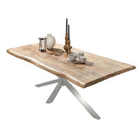 ESSTISCH 200/100/77 cm Echtholz  Holz, Metall rechteckig Naturfarben, Silberfarben  - Silberfarben/Naturfarben, MODERN, Holz/Metall (200/100/77cm) - MID.YOU