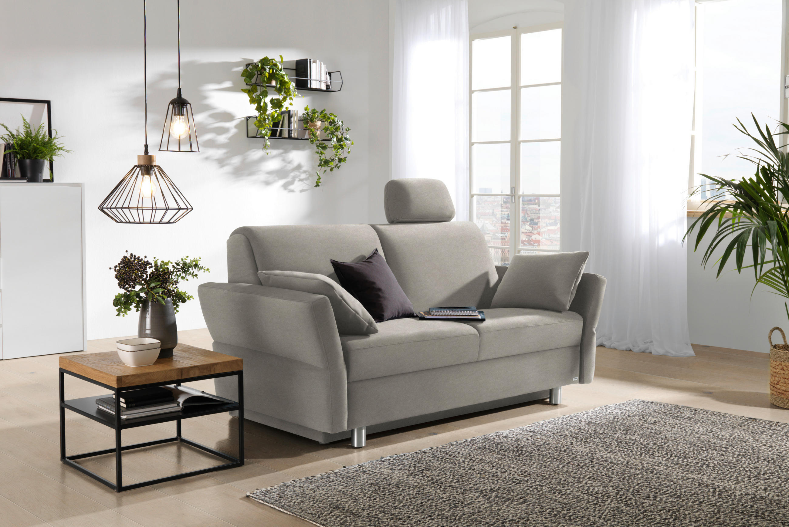 SCHLAFSOFA in Velours, beflockt Schlammfarben  - Schlammfarben/Alufarben, KONVENTIONELL, Kunststoff/Textil (170/88/91cm) - Sedda