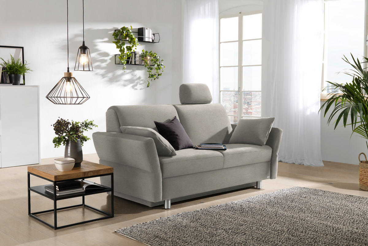 SCHLAFSOFA in Velours, beflockt Schlammfarben  - Schlammfarben/Alufarben, KONVENTIONELL, Kunststoff/Textil (170/88/91cm) - Sedda