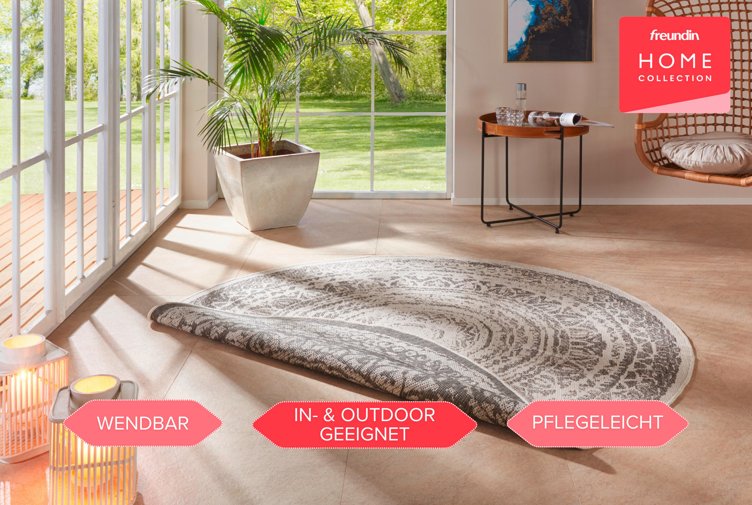 FLACHWEBETEPPICH 140 cm Nora Creme, Grau  - Creme/Grau, Design, Kunststoff (140cm)